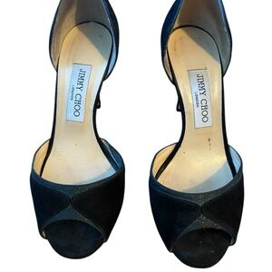Jimmy Choo Black Open-Toe Heels